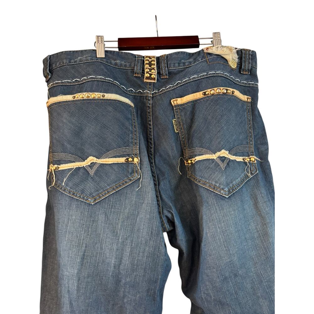 Vintage Parish Men’s Jeans Distressed Y2K Embroidered Baggy Size 40 x 33 - Picture 7 of 11